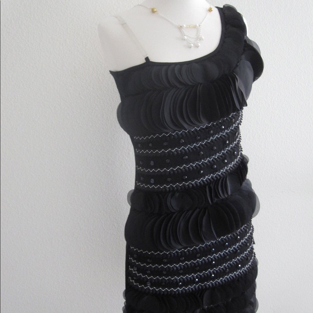 Beaded sequins chiffon little black Dress Suits